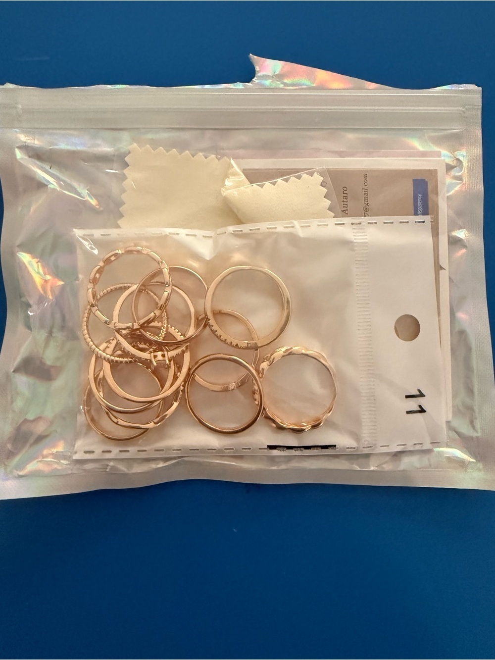 Delicate Rose Gold Color Stacking Ring Set for Women. Size 11. NWT